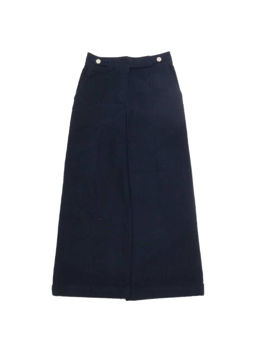 Hermes Cropped Wide Pants Gaucho Trousers Long Sellier Buttons Stitch Cotton 36
